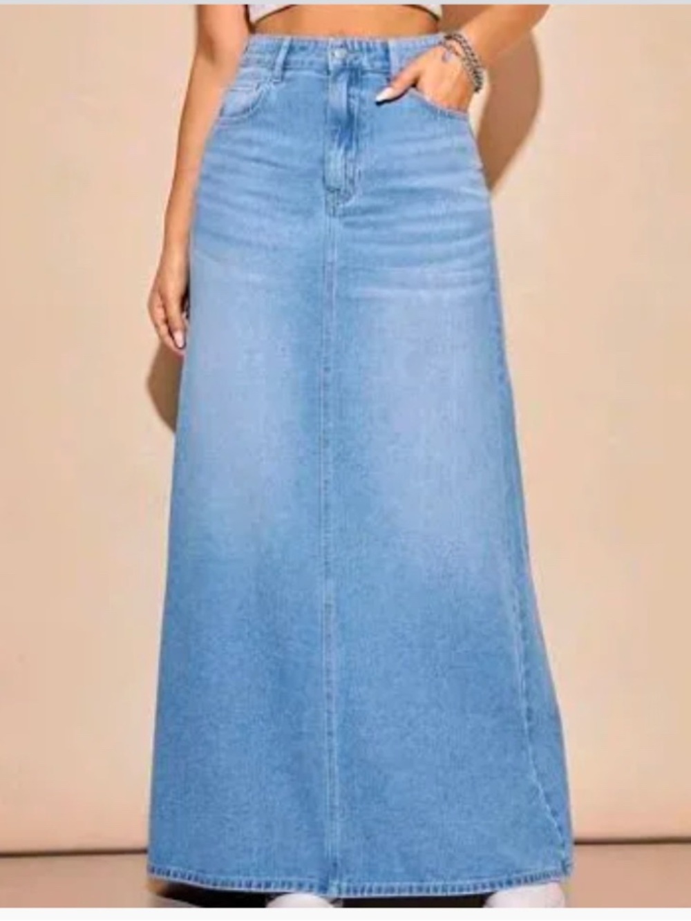 OAK + FORT Light Blue Denim Skirt - Picture 2 of 9